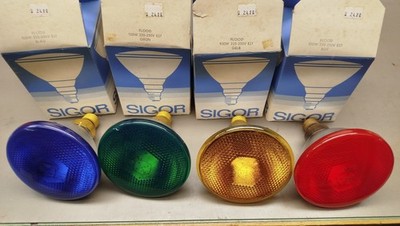8x PAR 38 E27 Pressglaslampe 100W FLOOD Bunt, dimmbar, 8 St. Typ SIGOR