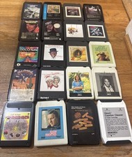 8-Track Spinning Storage Case w/20 Tapes- John Denver, Neil Diamond, Chicago…