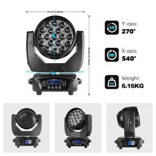 US 19x15W RGBW LED Wash Zoom Moving Head Beam Light DJ Party Stage Lighting DMX