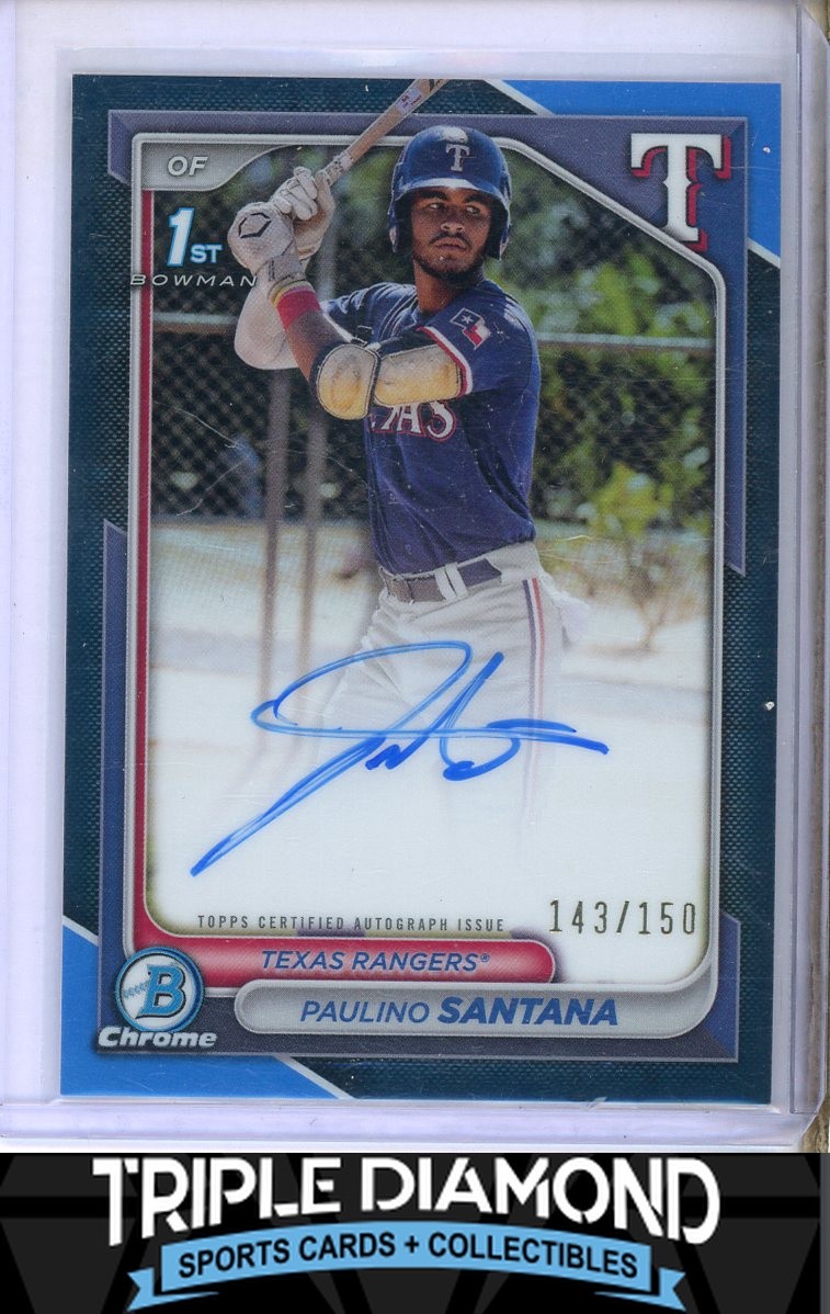 2024 Bowman Chrome 1st Paulino Santana Prospect Auto Blue Refr #143/150 P812