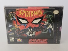 Caja Spiderman Super Nintendo SNES, Cartucho de Juego + Protector (Sin Manual)