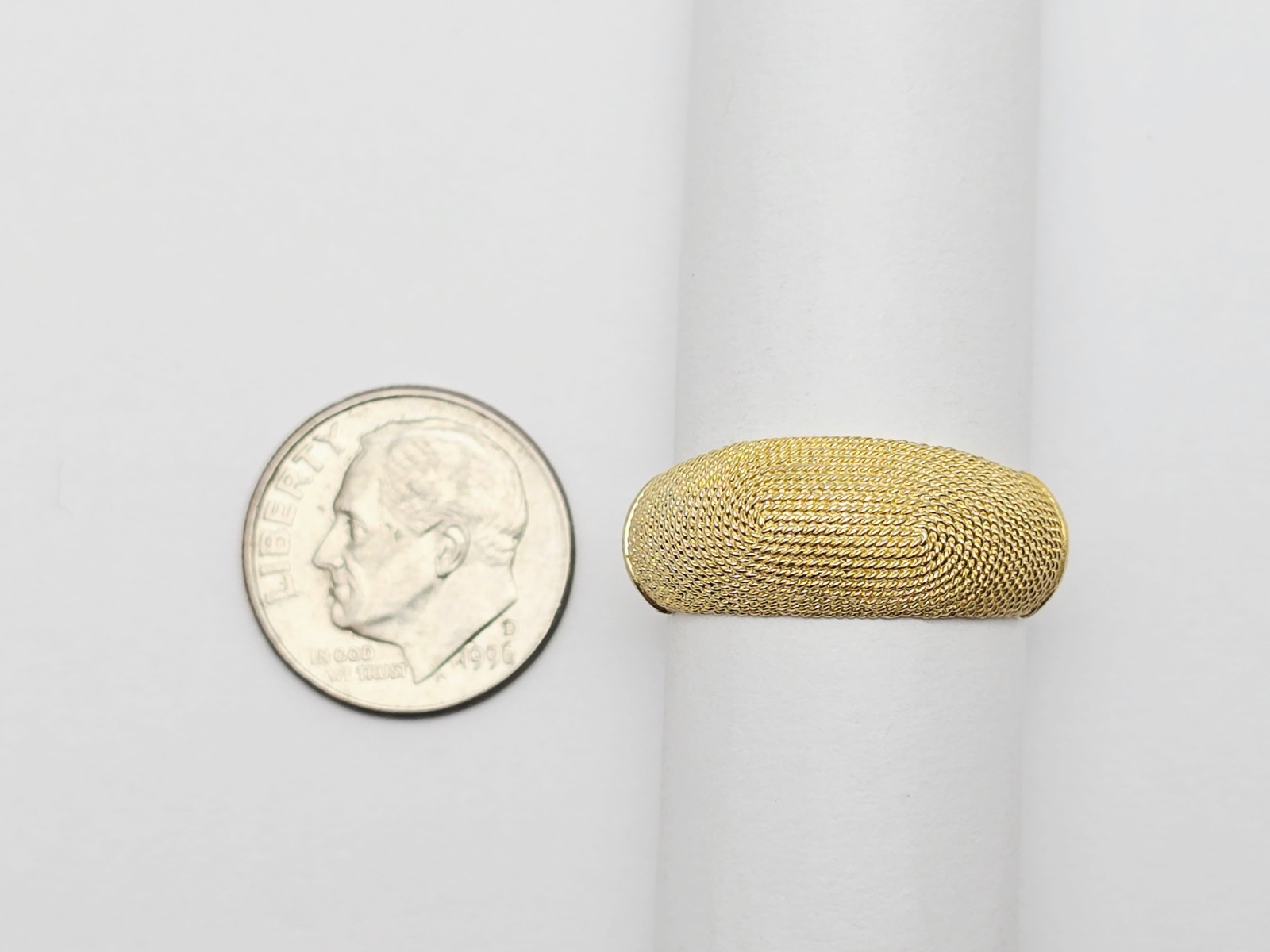 Unique 14K Solid Yellow Gold Granulated Domed Mes… - image 14