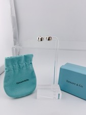 Tiffany  Co. Peretti 925 Sterling Silver Heart Stud Earrings 925 w/ Box Pouch