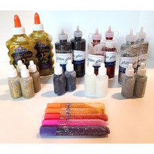 Glitter Glue Lot Gold Black Red Silver White Elmer's Michael's Crafts Art Slime