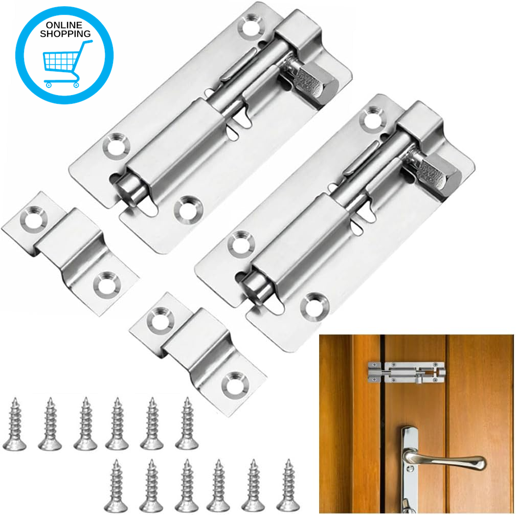 Door Lock Bolts 3""(75Mm), 2 PCS Door Lock Bolt, Stainless Steel Door Latch Slide
