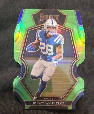 2022 Panini Select - Premier Level Jonathan Taylor Neon Green Prizm Die-Cut /299