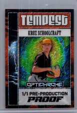 Kruz Schoolcraft 2025 Leaf Optichrome Baseball 1/1 Pre Production Proof