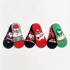 6 Pairs Christmas Cartoon Print Socks, Soft Comfy Low Cut Ankle Socks, Women's