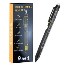 Multi Tool Pen 9 in 1 Tool with LED Light Construction Pen