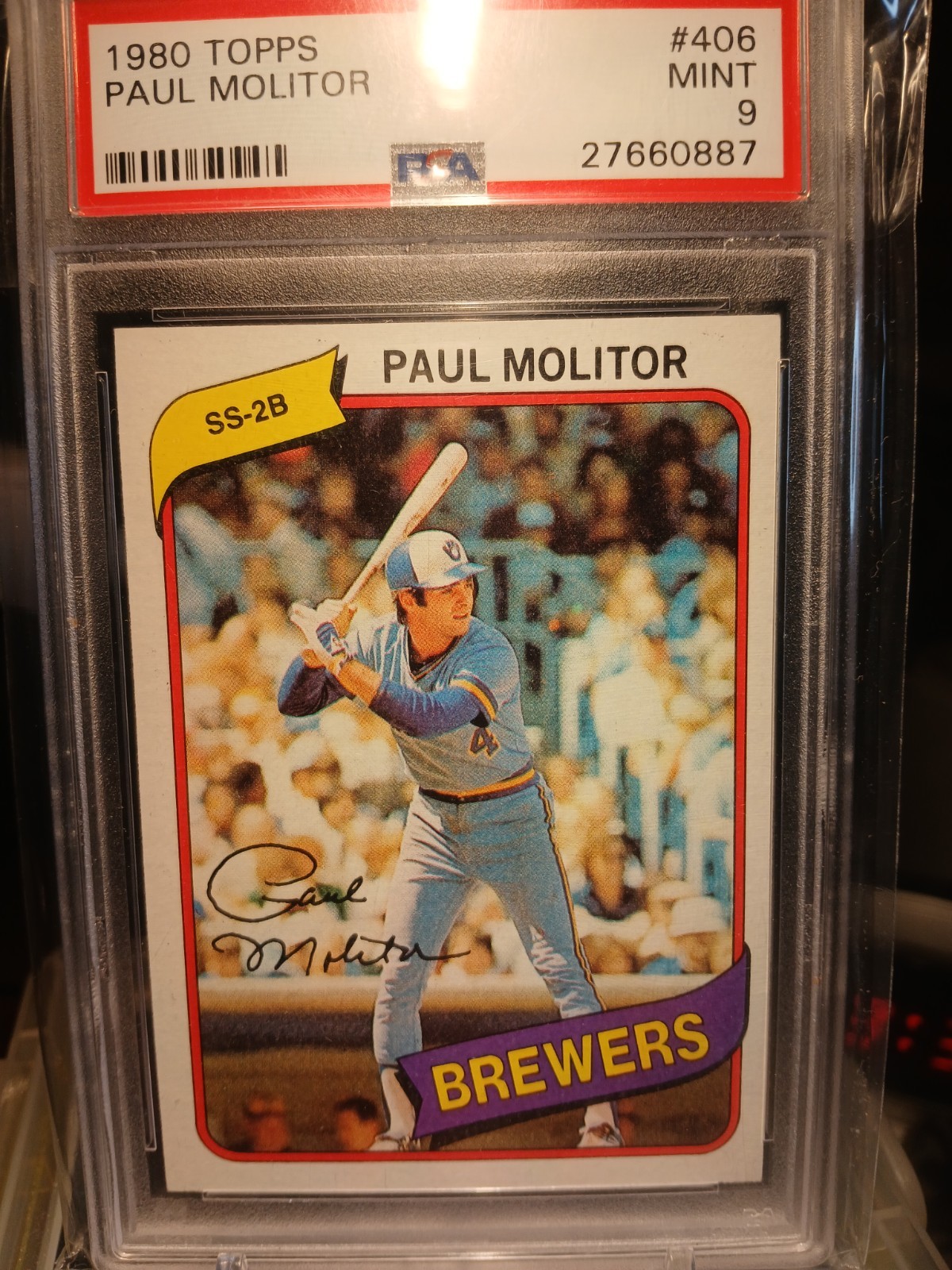 1980 TOPPS #406 PAUL MOLITOR BREWERS HOF PSA 9 MINT GRADED