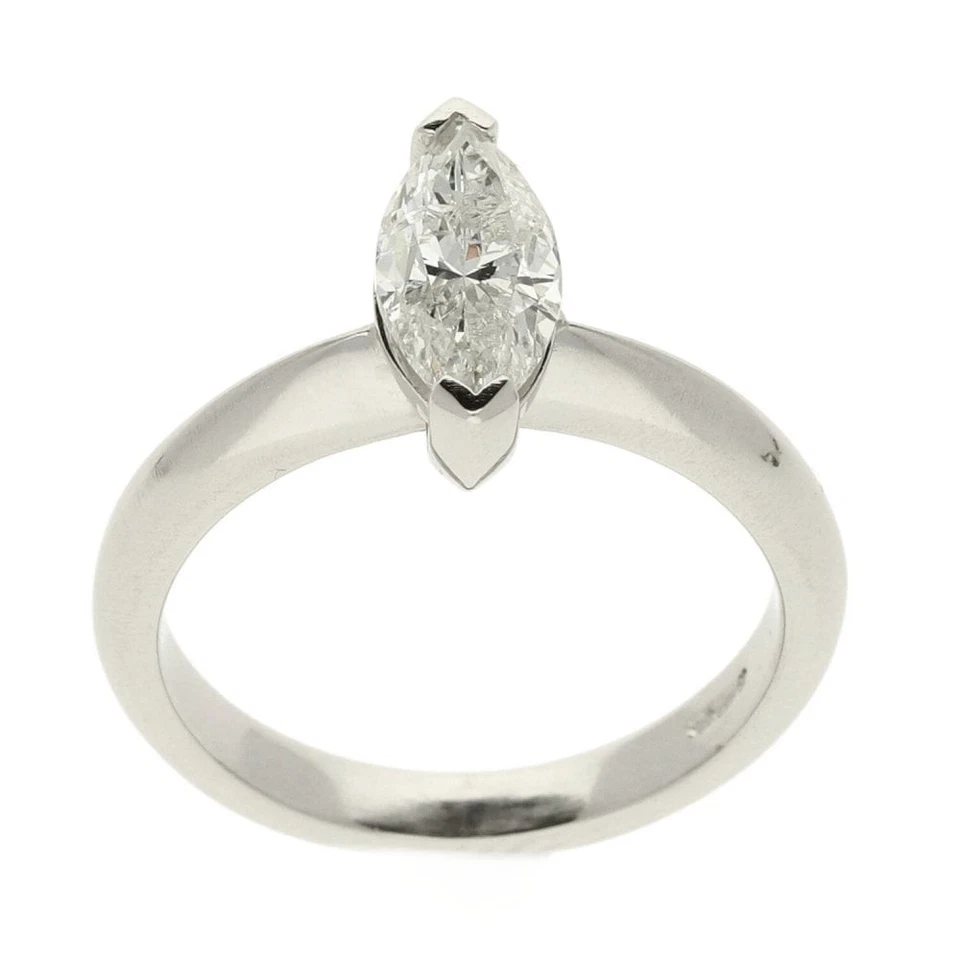 Anillo de compromiso de platino con diamantes talla marquesa - talla K - 1,01 quilates Foto 3 de 4