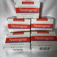 Neutrogena Transparent Facial Cleansing Bar Soap Acne Prone Skin 3.5 oz 5 Total