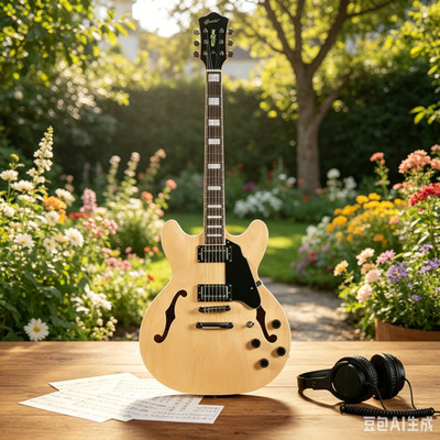 Grote Semi-hollow Maple Electric Guitar,   HH Pickups, 22 Frets  NAT  335-01
