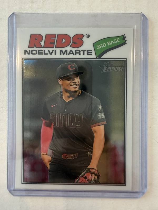 2026 Topps Heritage Chrome Noelvi Marte #100 Base White Chrome Cincinnati Reds