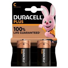 4x DURACELL PLUS SIZE C 100% LIFE GUARANTEE ALKALINE BATTERIES LR14 MN1400 LONG