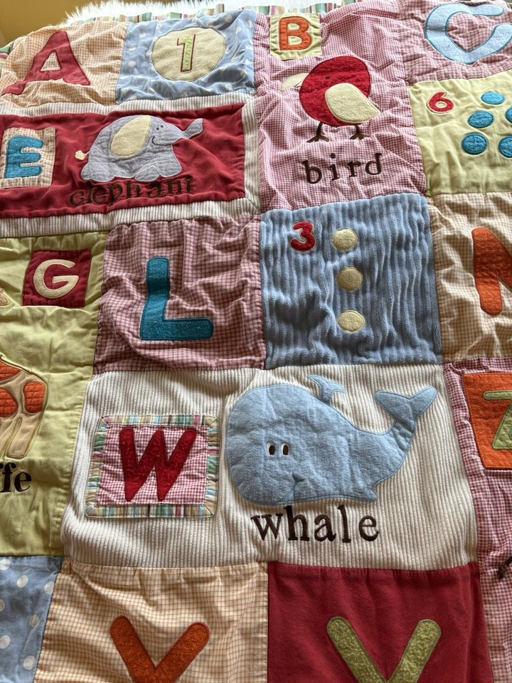 CoCalo Nursery Crib Bedding Quilt Alphabet Animals  Baby Toddler Nursery 41”X34” - Image 3 of 4