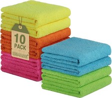 Microfiber Cleaning Cloth, 10 Pack Reusable Microfiber Towels for Cars Lint