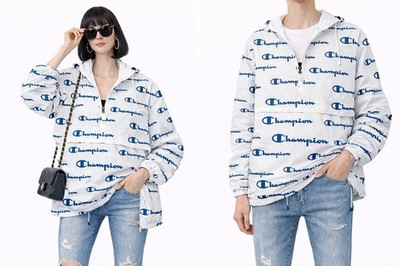 NWT Champion Unisex Packable All Over Logo Water Resistant Jacket Size S