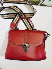 Small Faux Leather Crossbody Bag with Top Handle and Magnetic Closure