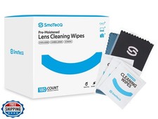 SmoTecQ Lens Cleaning Wipes 180 Count  2 Microfiber Cloths   Pre-Moistened,