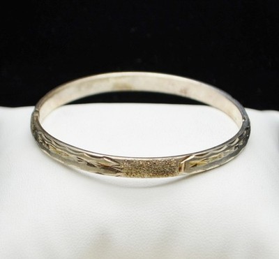 Sterling Silber strukturiertes Design Verschluss Armband 7,0'' #FME742