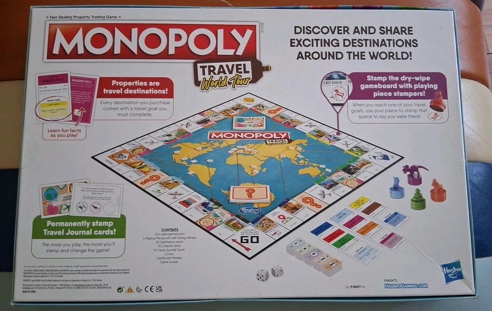 Monopoly Travel World Tour Board Game with Ink Stampers Hasbro 2022 New XMAS - Image 3 of 4