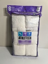 Vintage Athletech Terry Cuff Cushion Comfort Socks Womens 9-11 White Pack Of 6