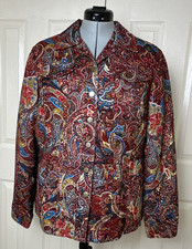 Coldwater Creek Womens Tweed Jacket Sz L Multicolor Lined Long Sleeve Button Up