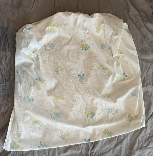 Vintage Nursery Rhymes Baby Crib Fitted Sheet Humpty Dumpty Cat Storybook Pastel