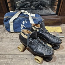 Riedell 595 Roller Skates Mens Size 9.5 Laser Tracks Stinger Wheels Bag Distress