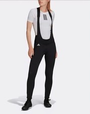 ADIDAS Women's Padded COLD READY Cycling Bib Tights NWT Black / White SIZE LARGE