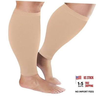 Plus Size Compression Sleeves for Calves Women Wide Calf XX-Large Beige