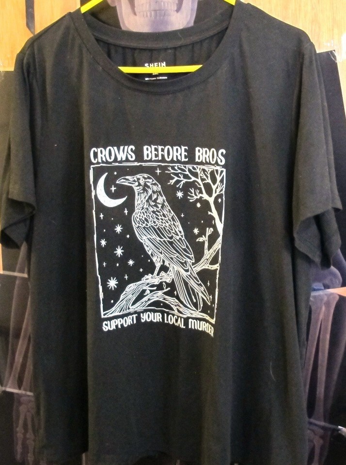 SHEIN Lune 3XL Size Women's Graphic T-Shirt w/Crow & Moon w/Slogan ~ Preowned