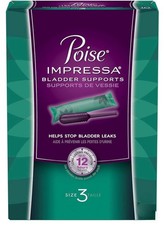 Poise Impressa Size 3 Bladder Supports 6 Count Open box