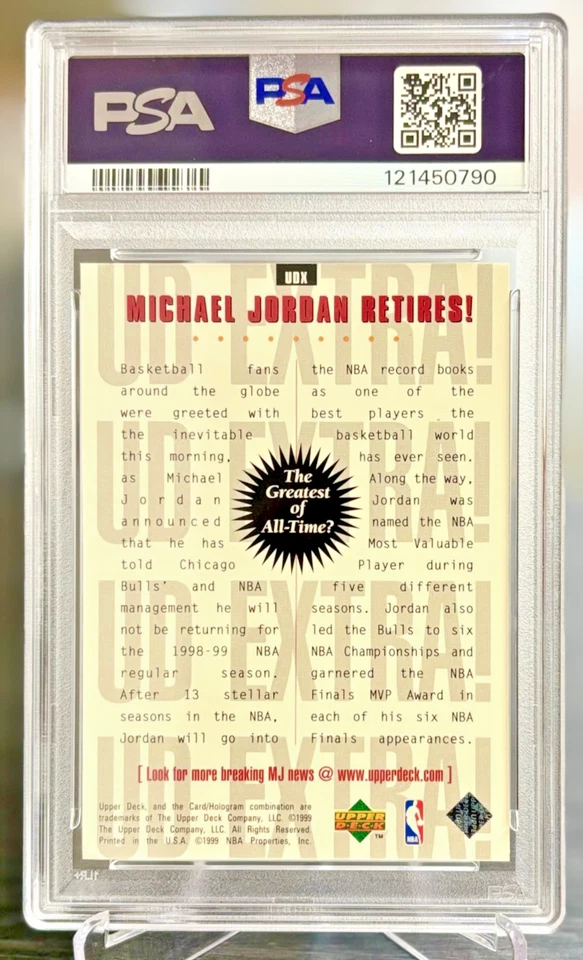 1998 Upper Deck Michael Jordan - Michael Jordan Retires! #UDX / PSA 6 - Imagen 2 de 2