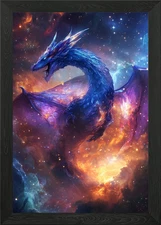 Cosmic Dragon Framed Wall Art Poster Canvas Print Picture