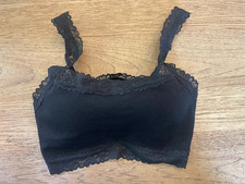 PINK Victoria's Secret Pure Black MEDIUM Seamless Lightly Lined Bralette Bra