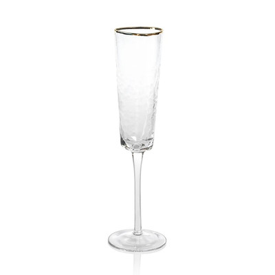 Zodax Aperitivo Triangular Stemware Or Glassware - Clear Gold Rim - Set Of 4