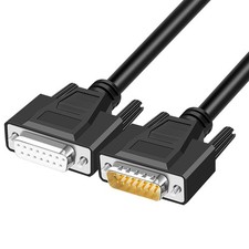 10FT DB15 RS232 15 Pin Serial Extension Cable Male To Female Gold Connecter