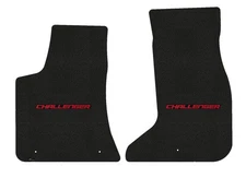 Lloyd Loop Front Mats for '17-22 Challenger w/Block Red on Black Challenger