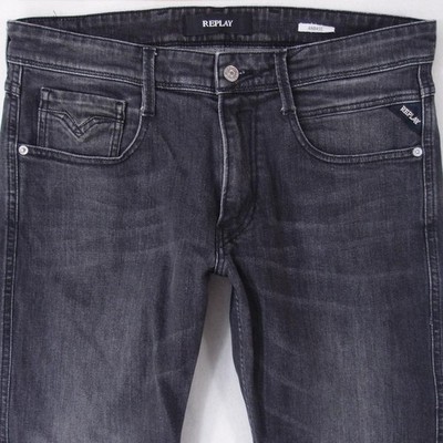 Mens Replay M914 ANBASS Stretch Slim Tapered Grey Jeans W34 L32