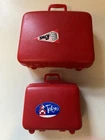 2 Vintage Barbie Doll Red Luggage / Suitcases  1960's - Rome & Tokyo Labels