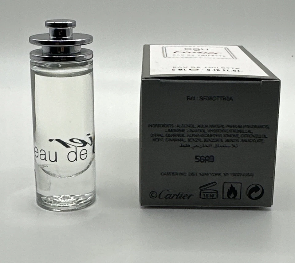 Cartier Eau De Cartier Eau De Toilette 5 ML 0,16 OZ Mini Raro Foto 4 de 4