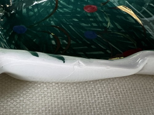Vintage 50s Hand Painted Italy Christmas Tree Serving Dish 22/316 10 x 8.5 - Picture 7 of 9
