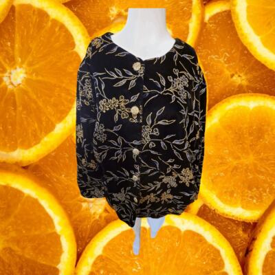 Vintage Gloria Lance Velvet Floral Collarless Blouse
