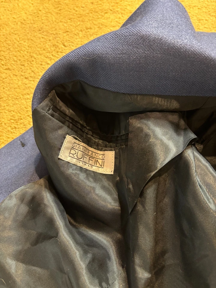 Gianfranco Ruffino Italy 100% Silk Blue Sport Coat Dinner Blazer Suit Jacket 40R - Image 3 of 4