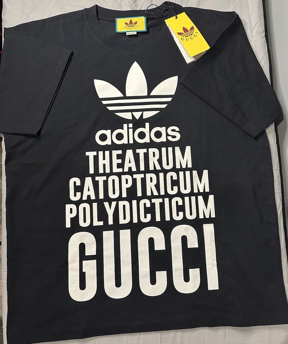 Gucci x Adidas Oversized Black Cotton Jersey T-Shirt Men's Gucci x Adidas Oversized Black Cotton Jersey T-Shirt Men's