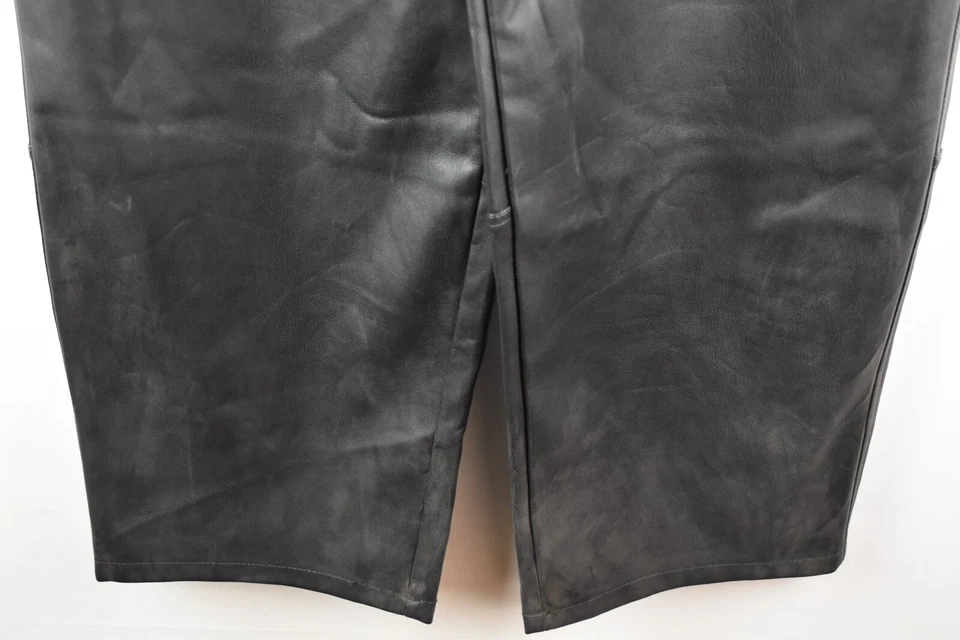 Next Black Faux Leather Trousers size Uk 18R Womens Wide Straight Leg Big Casual - Image 3 of 4