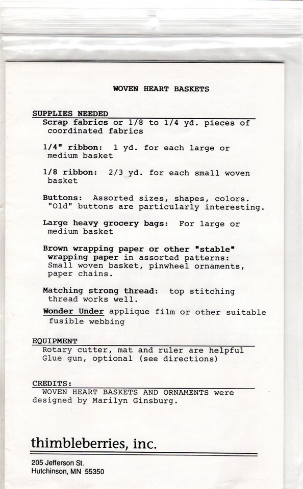 "Heart Baskets" Thimbleberries Sewing Craft Pattern MG-9116 + Ornaments NEW FF - Image 4 of 4