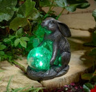 Solar Power Garden Ornament Light Up Rabbit Hare Crackle Ball Decorative Light
